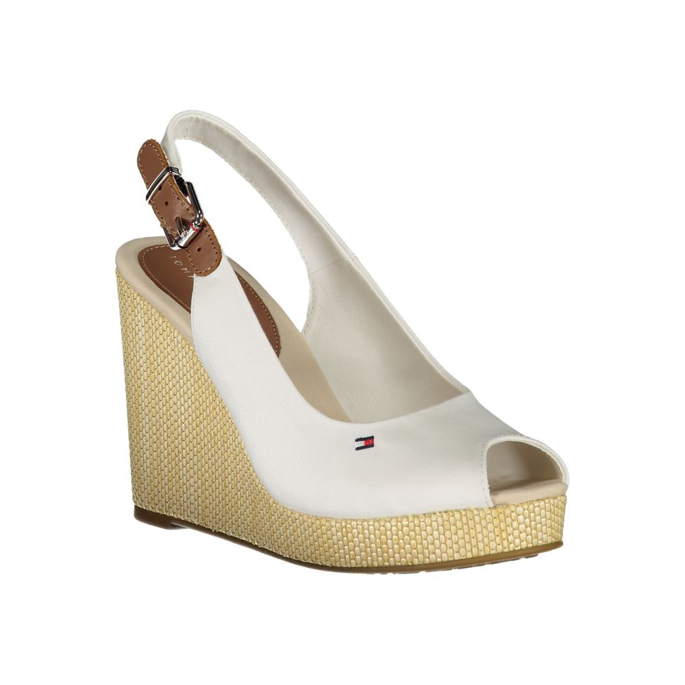 Tommy Hilfiger White Cotton Wedge Sandals Tommy Hilfiger