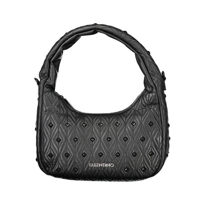 Mario Valentino Black Polyethylene Women Handbag with one-handle design, adjustable strap, and signature logo detailing.