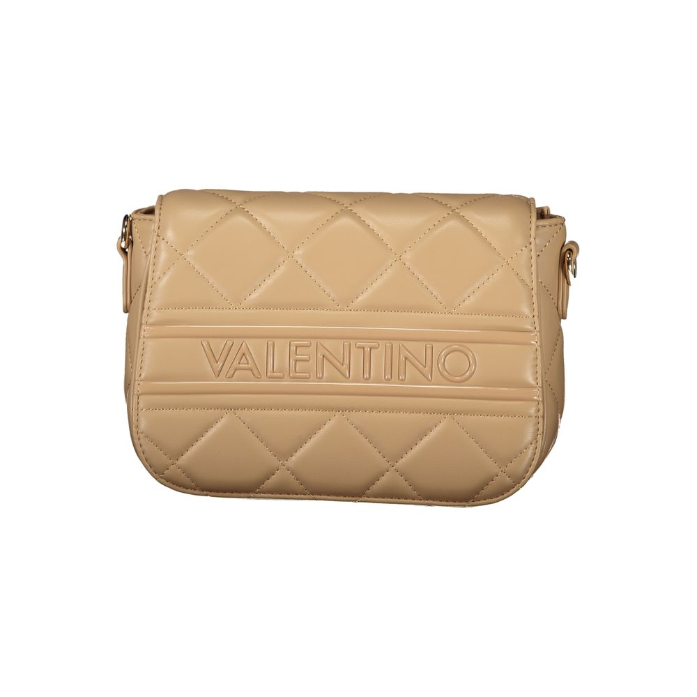 Mario Valentino Beige Polyethylene Women Handbag with quilted design and logo, featuring adjustable strap, ideal for elegant outings.