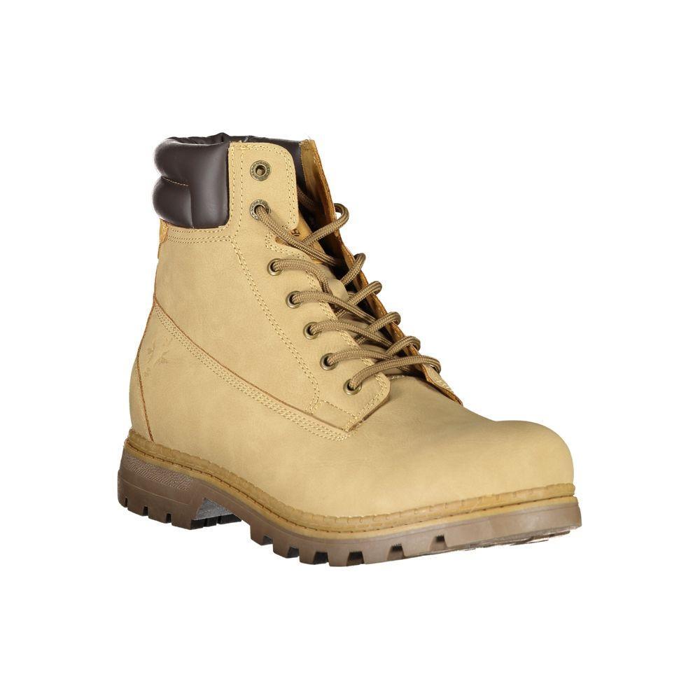 Carrera Dapper Beige Lace-Up Boots with Contrast Detailing CA-25371-EU40/US7