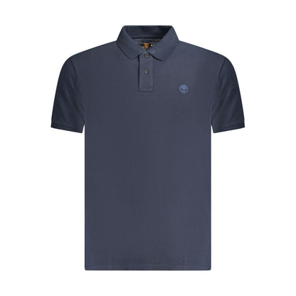 Timberland Blue Cotton Polo Shirt, short sleeve, regular fit with logo embroidery, 2 buttons.