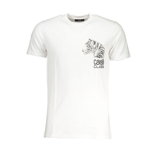 Cavalli Class White Cotton T-Shirt CA-28471-XL