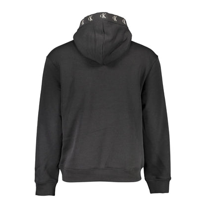 Calvin Klein Black Cotton Men Sweater featuring long sleeves and contrasting logo details.