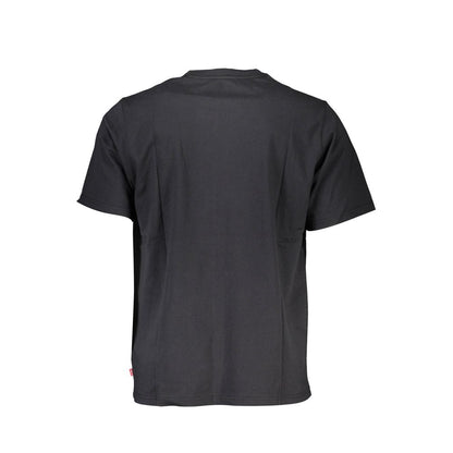 Back view of Levi's Black Cotton Men T-Shirt showcasing simple, classic design, ideal for casual comfort and style.