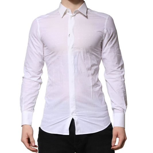 Dolce & Gabbana White Cotton GOLD Long Sleeves Formal Shirt TSH906794-43