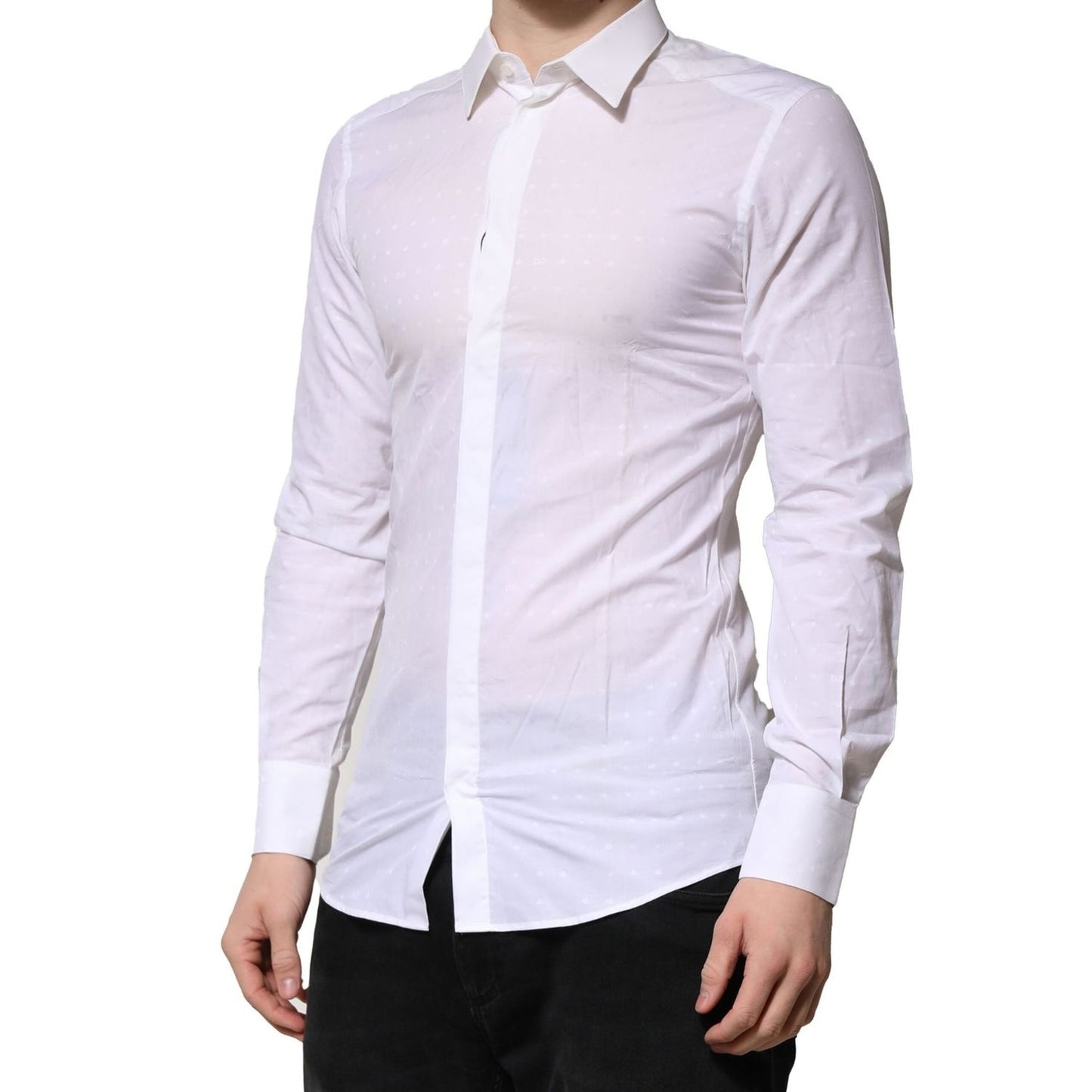Dolce & Gabbana White Cotton GOLD Long Sleeves Formal Shirt TSH906794-43