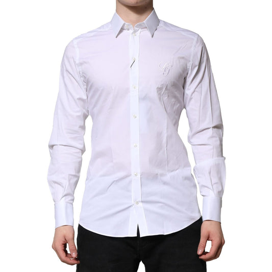 Dolce & Gabbana White Cotton GOLD Long Sleeves Formal Shirt TSH906809-39