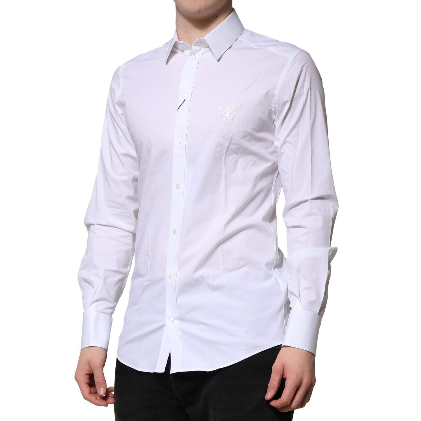 Dolce & Gabbana White Cotton GOLD Long Sleeves Formal Shirt TSH906809-39