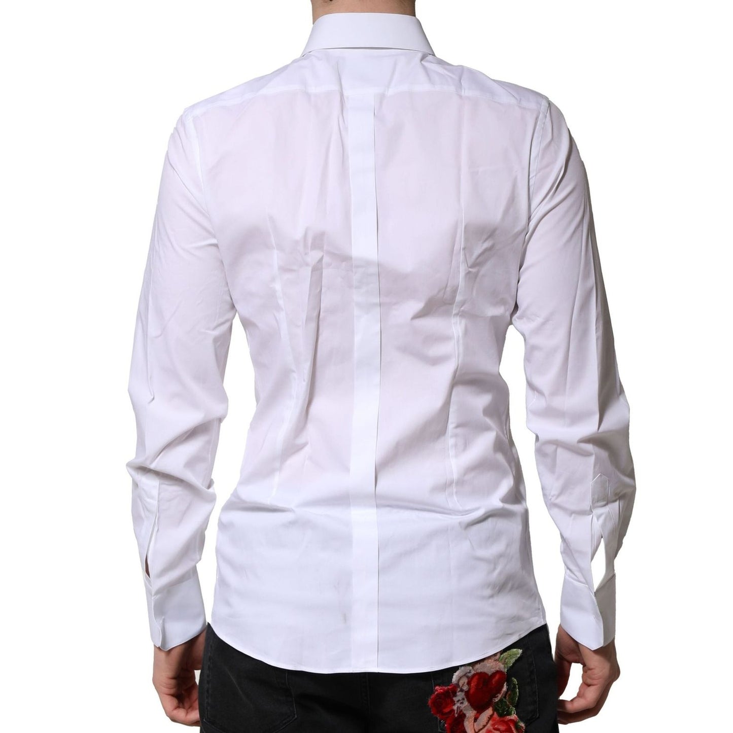 Dolce & Gabbana White Cotton GOLD Long Sleeves Formal Shirt TSH906809-39