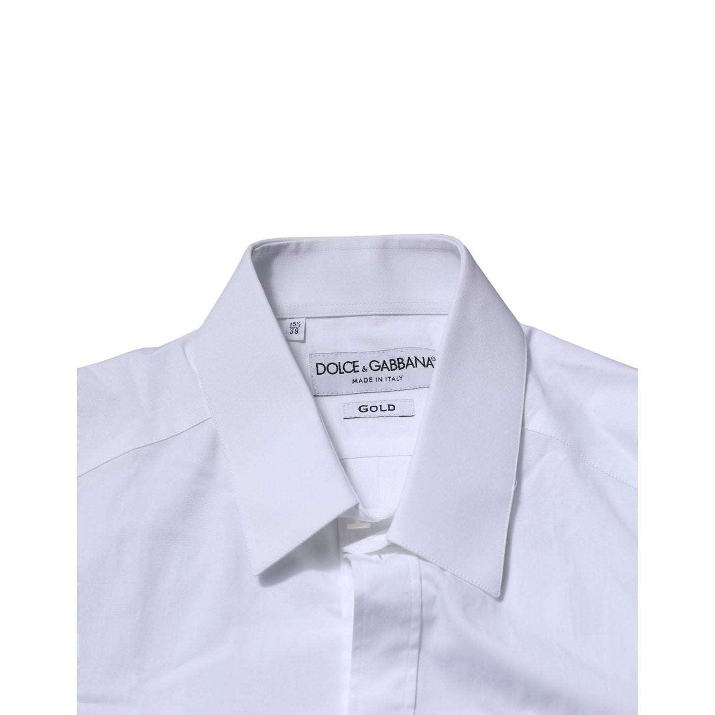Dolce & Gabbana White Cotton GOLD Long Sleeves Formal Shirt TSH906809-39