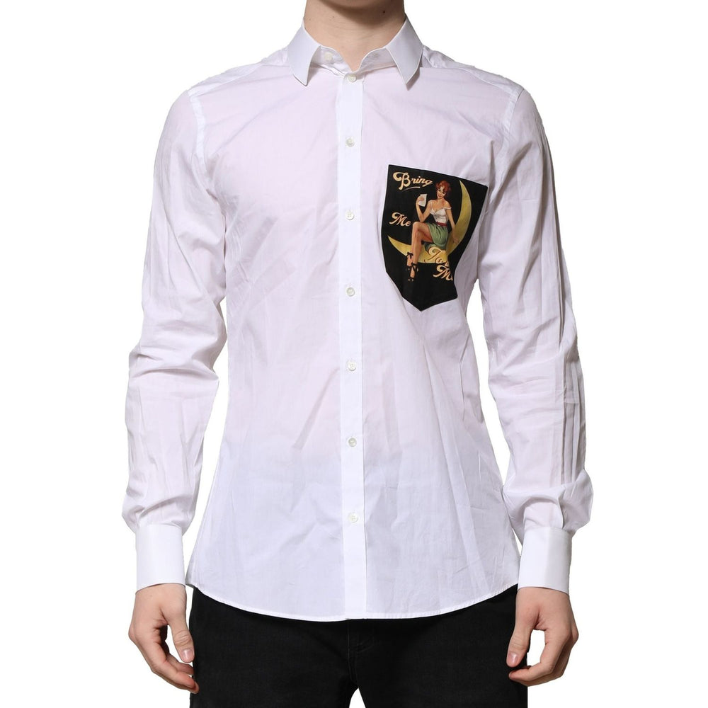 Dolce & Gabbana White Cotton MARTINI Long Sleeve Formal Shirt TSH906827-39