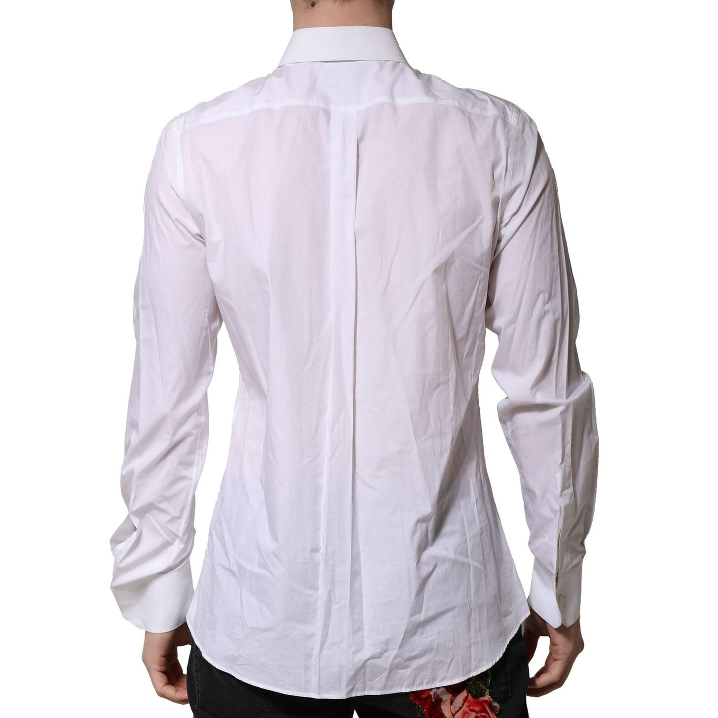 Dolce & Gabbana White Cotton MARTINI Long Sleeve Formal Shirt TSH906827-39