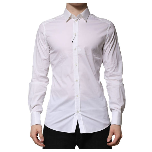Dolce & Gabbana White Cotton GOLD Long Sleeves Formal Shirt TSH906831-39