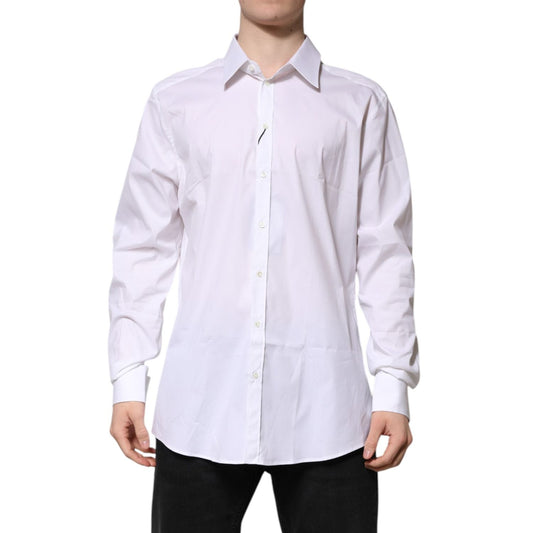 Dolce & Gabbana White Cotton GOLD Long Sleeves Formal Shirt TSH906834-45
