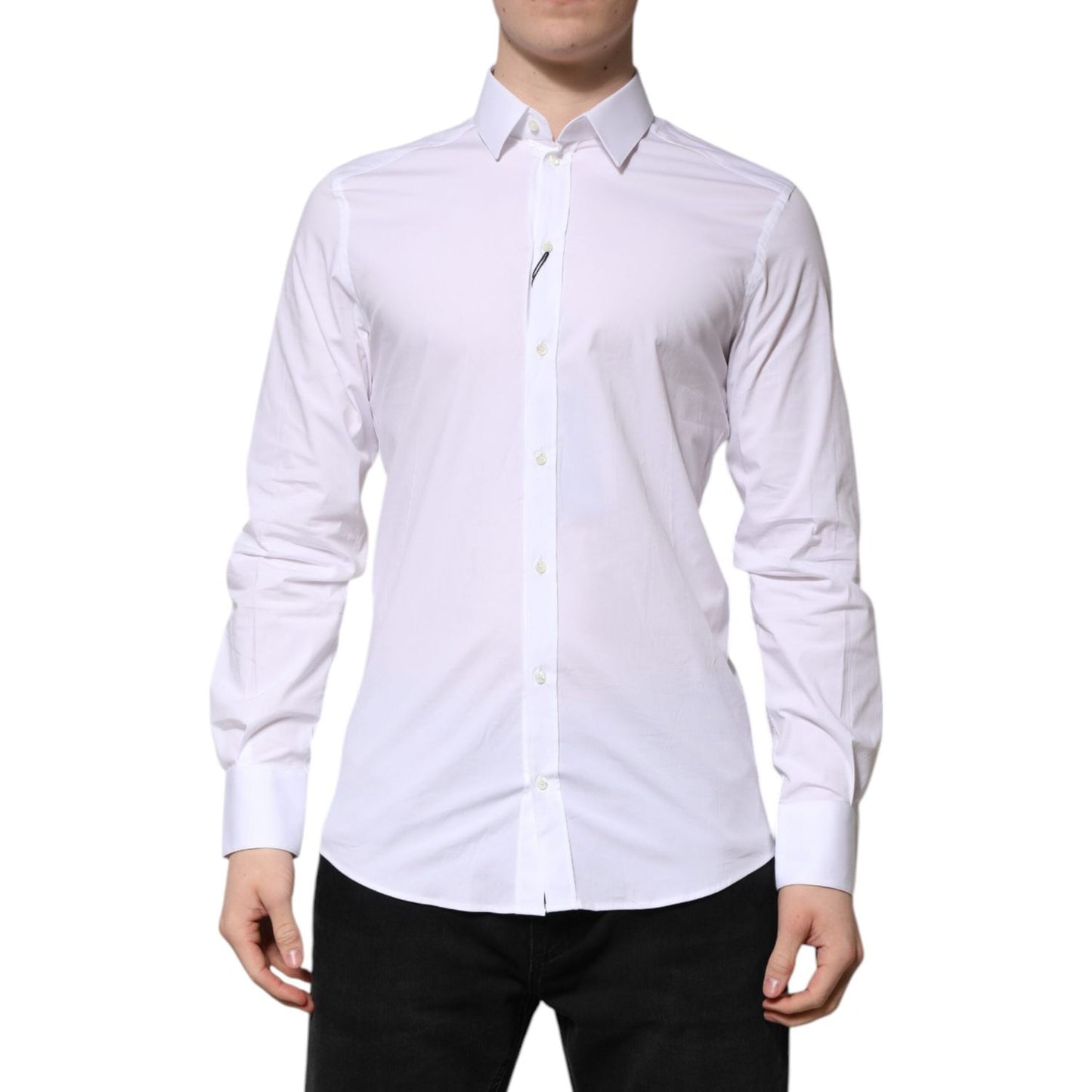 Dolce & Gabbana White Cotton GOLD Long Sleeves Formal Shirt TSH906835-39