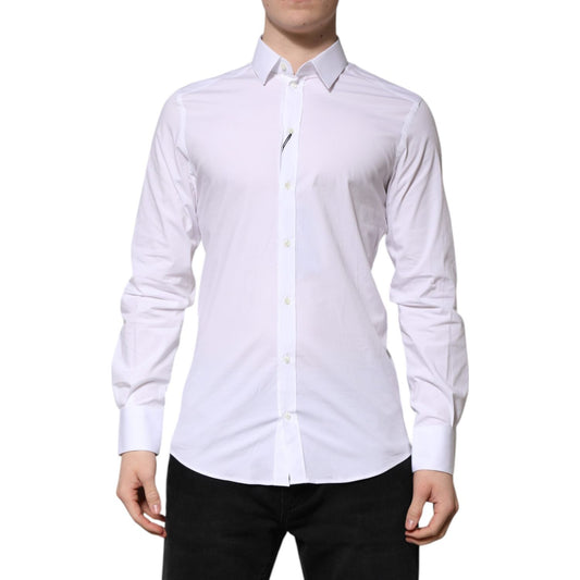 Dolce & Gabbana White Cotton GOLD Long Sleeves Formal Shirt TSH906835-39