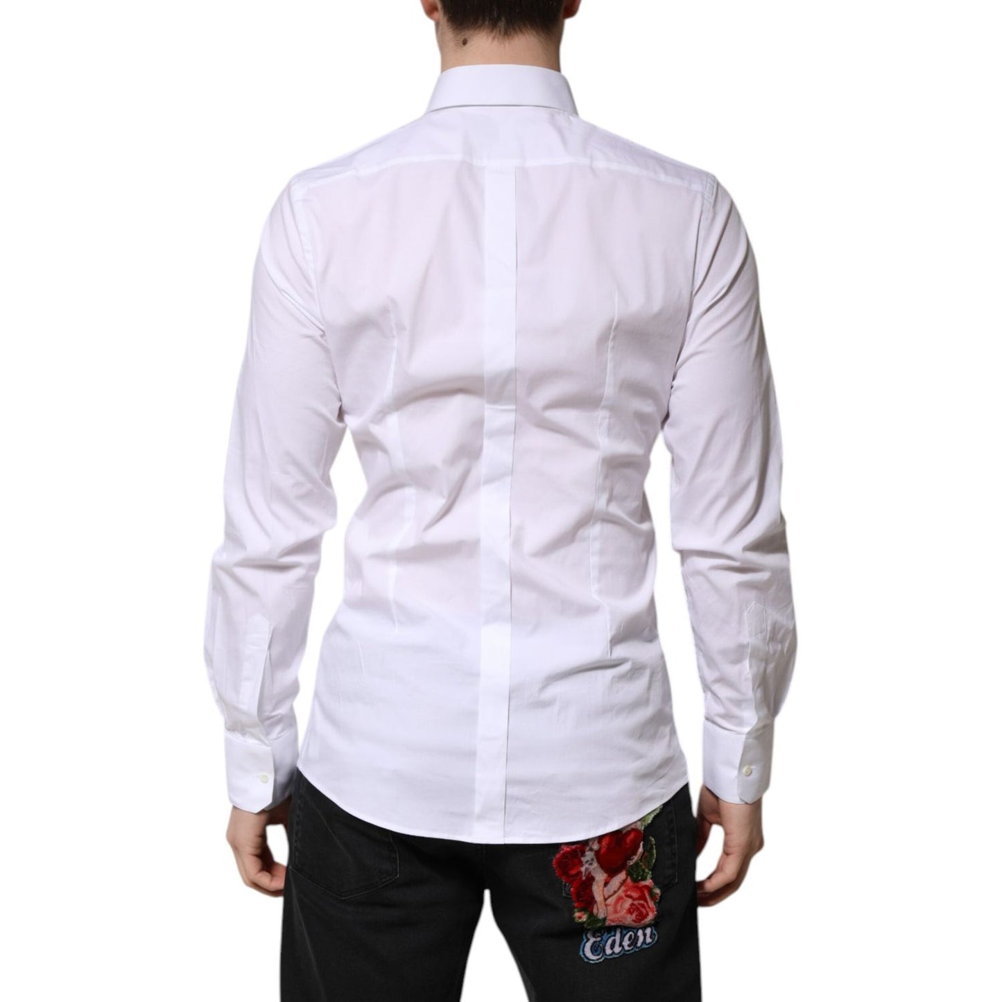 Dolce & Gabbana White Cotton GOLD Long Sleeves Formal Shirt TSH906835-39