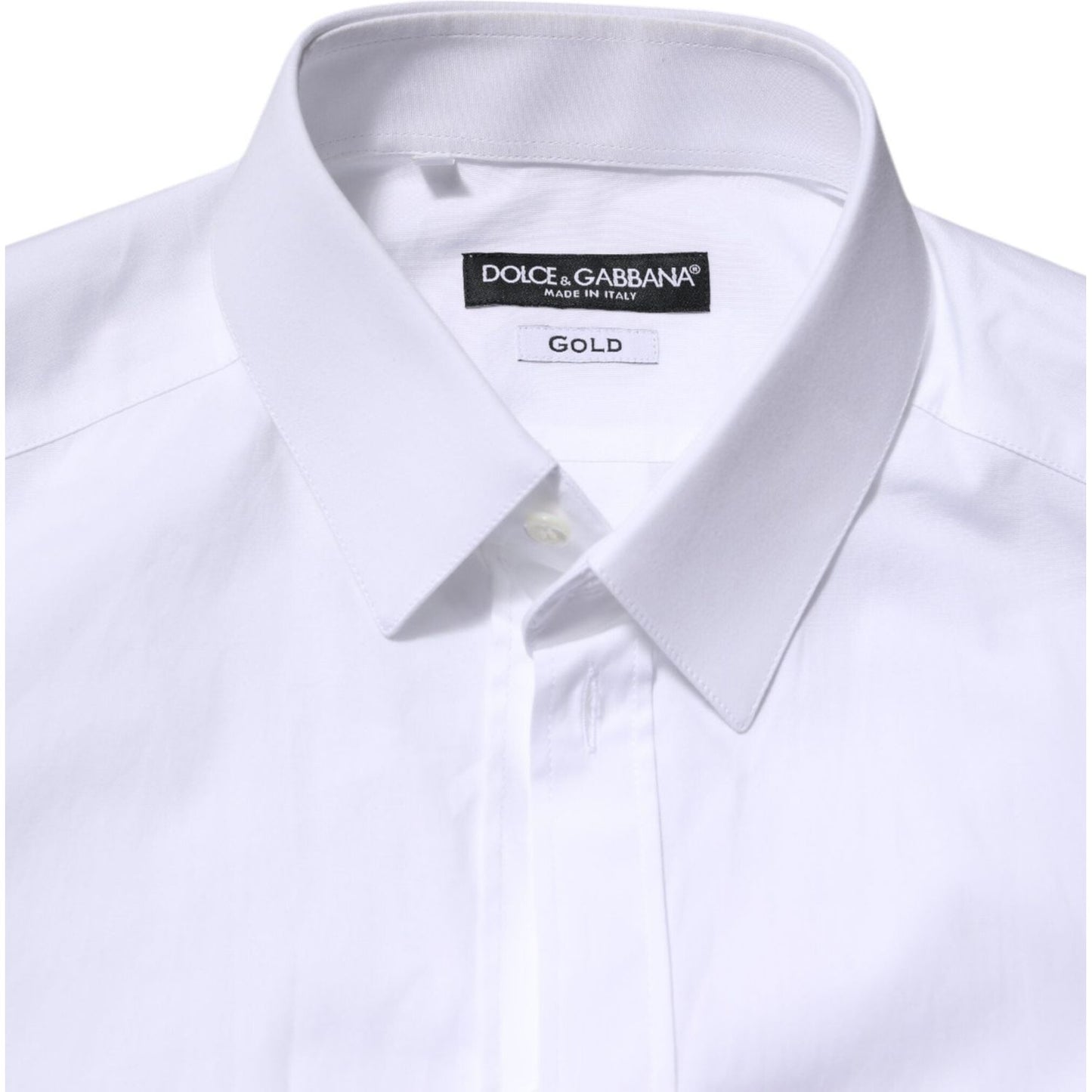 Dolce & Gabbana White Cotton GOLD Long Sleeves Formal Shirt TSH906835-39
