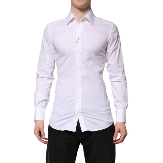 Dolce & Gabbana White Cotton GOLD Long Sleeves Formal Shirt TSH906841-38