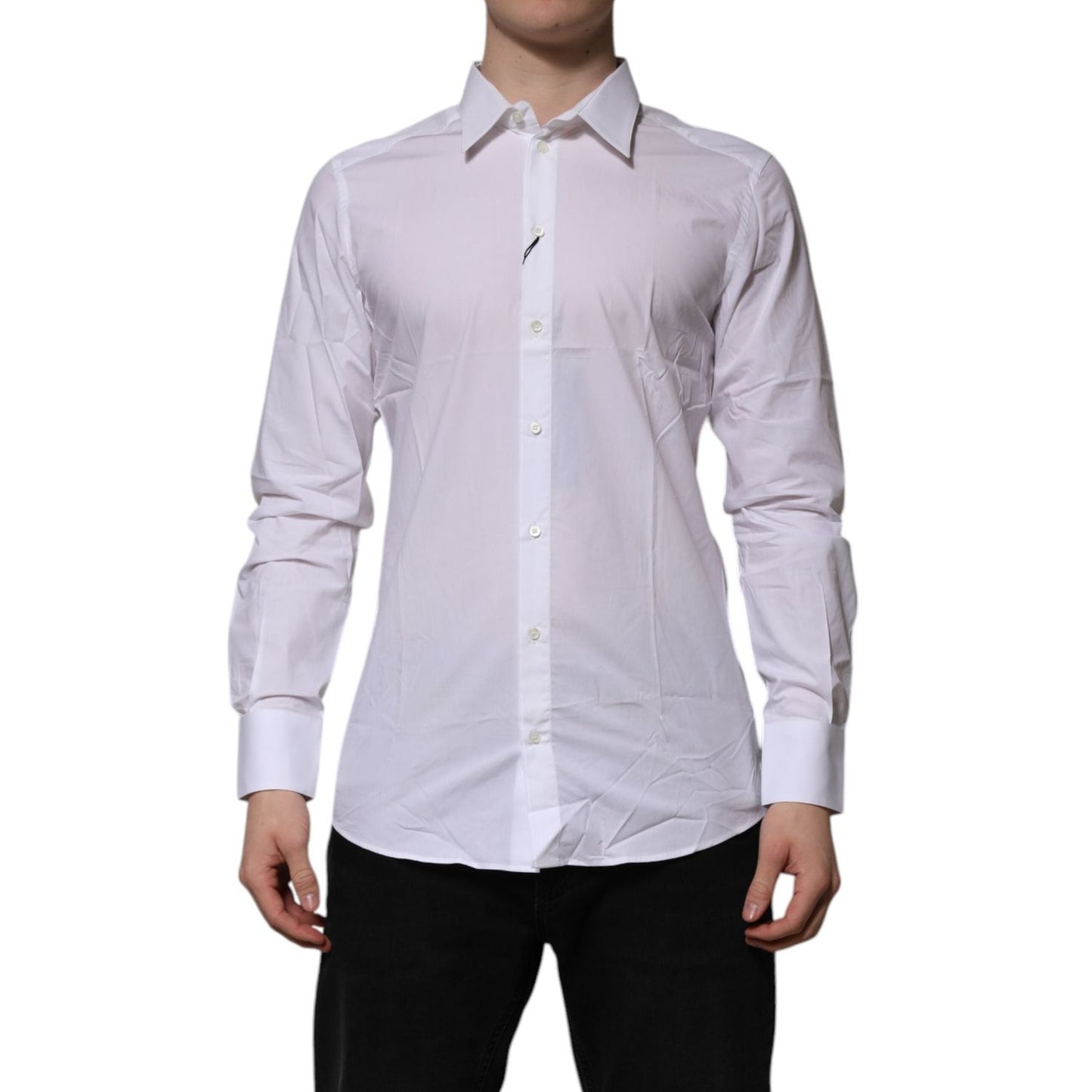 Dolce & Gabbana White Cotton GOLD Long Sleeves Formal Shirt TSH906842-40