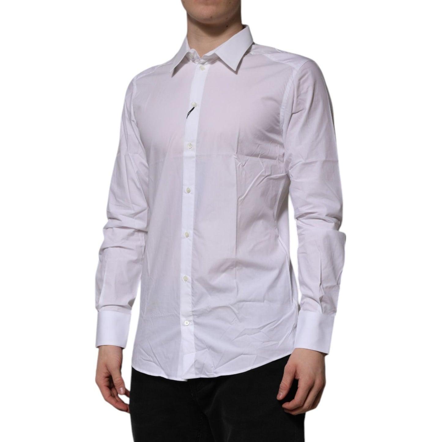 Dolce & Gabbana White Cotton GOLD Long Sleeves Formal Shirt TSH906842-40