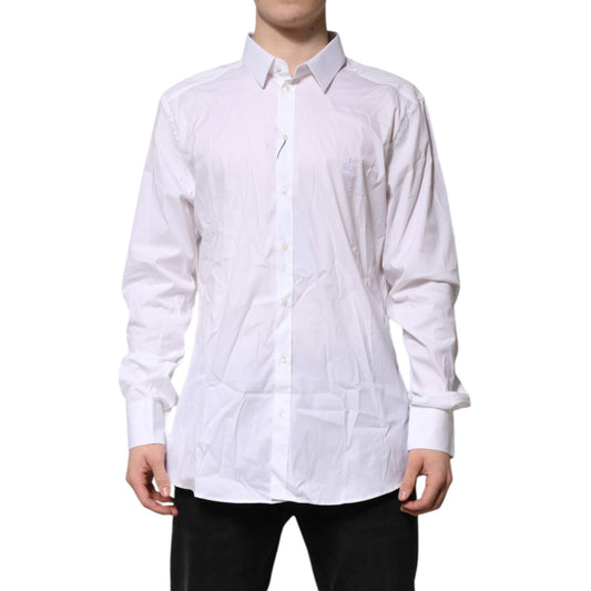 Dolce & Gabbana White Cotton GOLD Long Sleeves Formal Shirt TSH906848-44