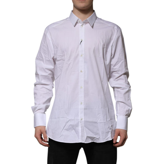 Dolce & Gabbana White Cotton GOLD Long Sleeves Formal Shirt TSH906849-45