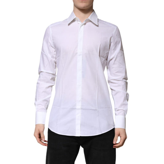 Dolce & Gabbana White Cotton GOLD Long Sleeves Formal Shirt