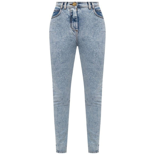 Balmain Blue Cotton Women's High-Waisted Jean BA-15508-IT40|S