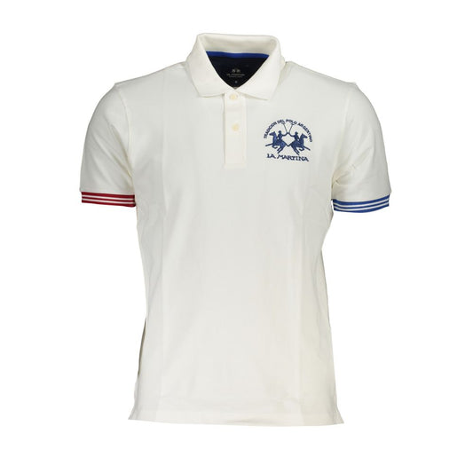La Martina Elegant White Polo with Contrast Details LA-23031-XXL