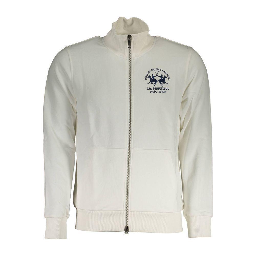 La Martina White Cotton Men Sweater LA-36963-M