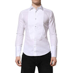 Dolce & Gabbana White GOLD Long Sleeve Dress Men Formal Shirt