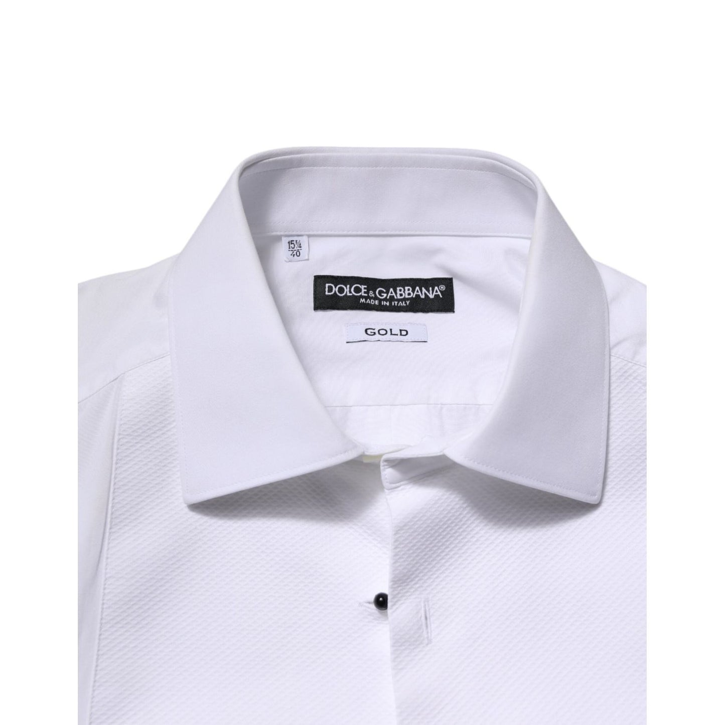 Dolce & Gabbana White GOLD Long Sleeve Dress Men Formal Shirt