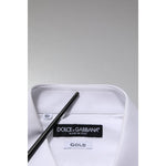 Dolce & Gabbana White GOLD Long Sleeve Dress Men Formal Shirt