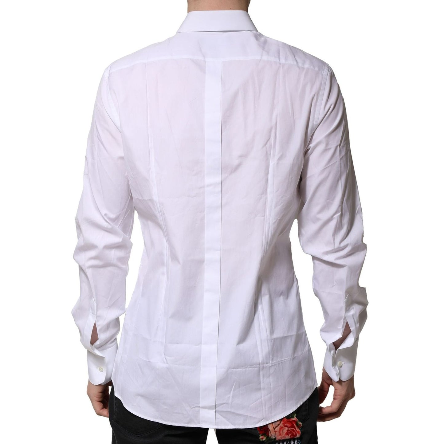Dolce & Gabbana White Cotton Long Sleeves GOLD Formal Shirt