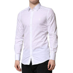 Dolce & Gabbana White GOLD Cotton Long Sleeves Men Formal Shirt
