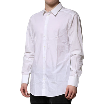 Dolce & Gabbana White GOLD Cotton Men Dress Formal Shirt
