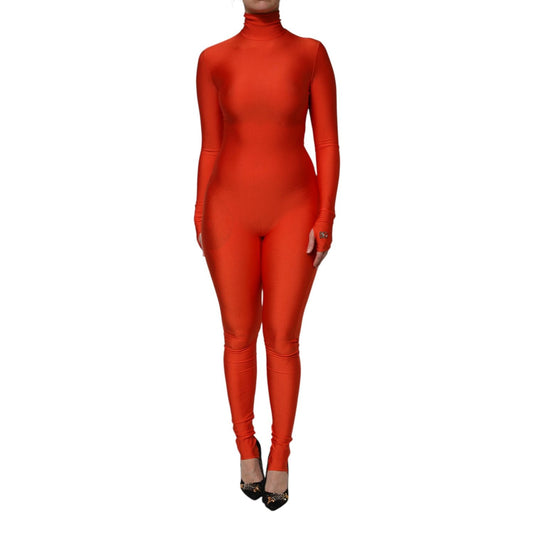 Dolce & Gabbana Red Nylon Turtleneck Bodycon Jumpsuit Dress DR81736-40