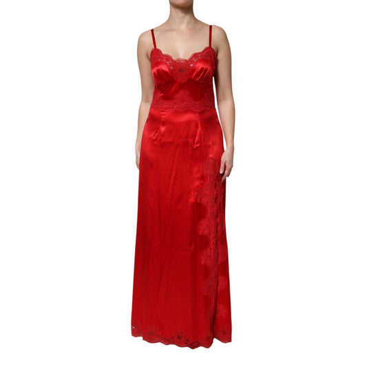 Dolce & Gabbana Red Silk Sleeveless Maxi Long Dress DR81740-46