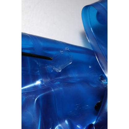 Dolce & Gabbana Blue Crystal Hooded Raincoat Jacket