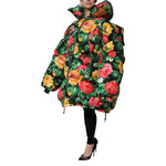 Dolce & Gabbana Multicolor Floral Puffer Hooded Jacket JKT41458-42