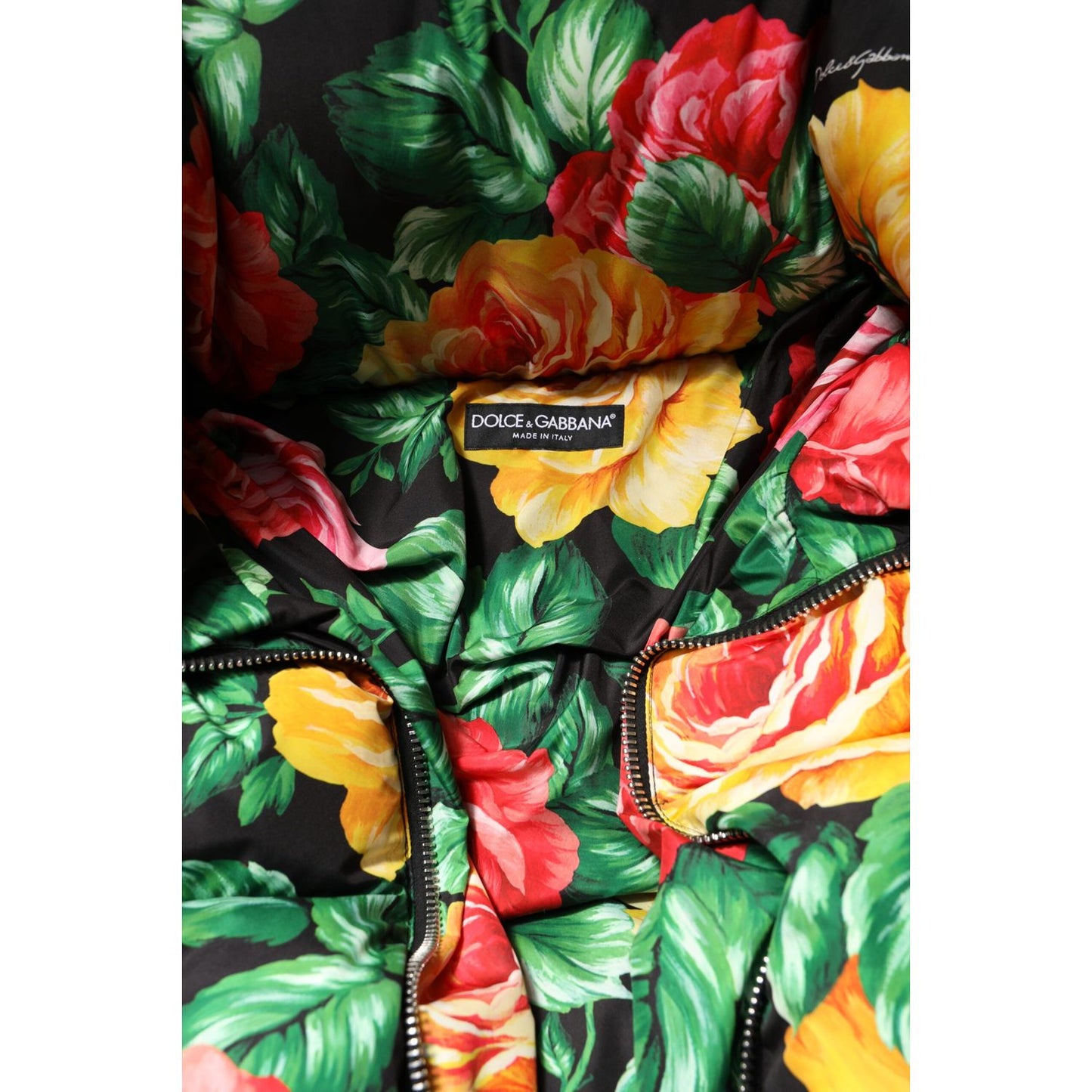 Dolce & Gabbana Multicolor Floral Puffer Hooded Jacket JKT41458-42