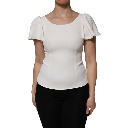 Dolce & Gabbana White Viscose Round Neck Short Sleeves Top TSH906753-38