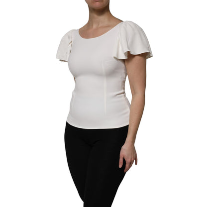 Dolce & Gabbana White Viscose Round Neck Short Sleeves Top