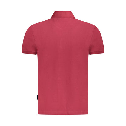 Napapijri Red Cotton Men Polo Shirt with contrasting details and two-button placket, back view.