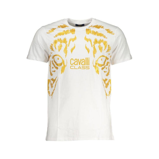 Cavalli Class White Cotton T-Shirt CA-28481-XL