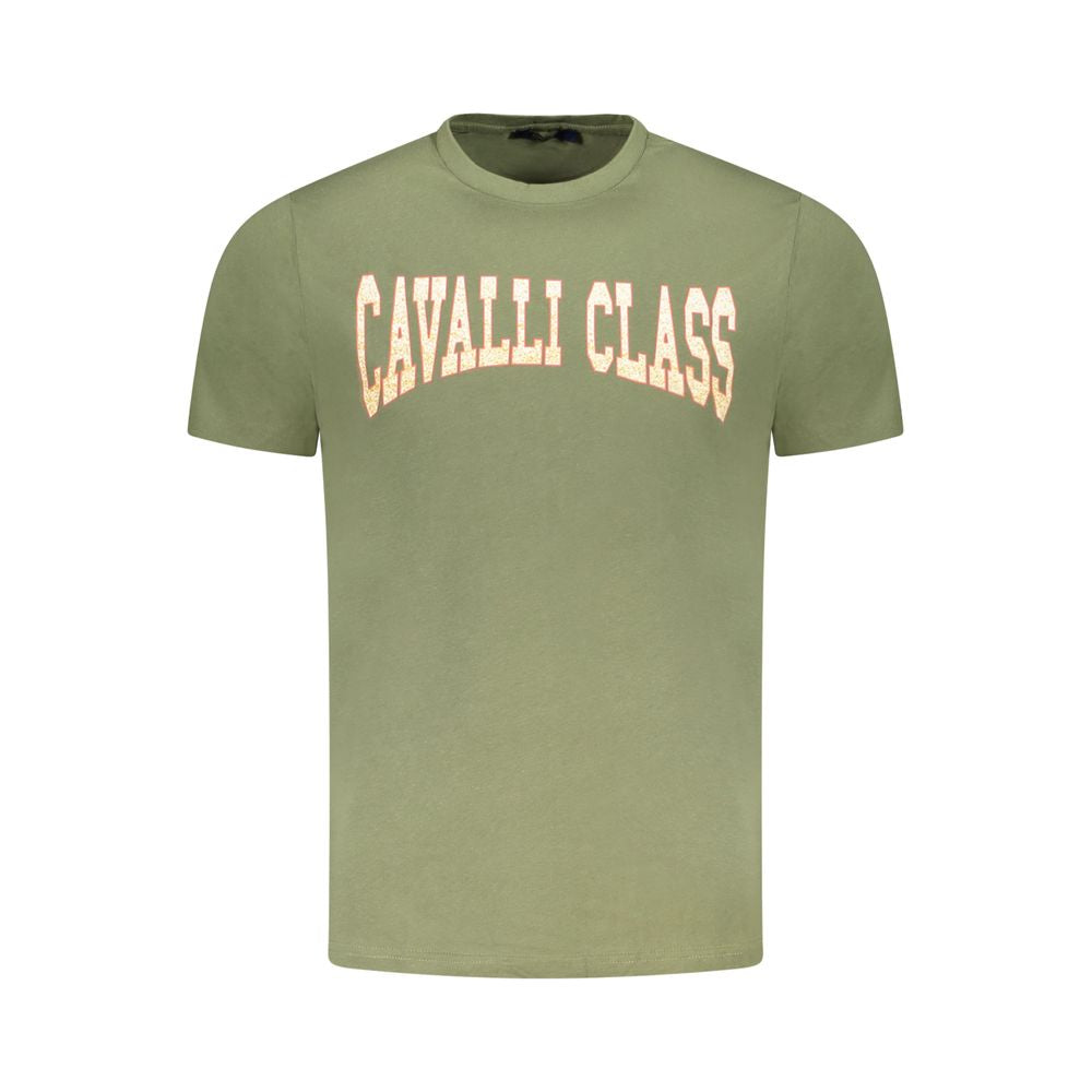 Cavalli Class Green Cotton Men T-Shirt