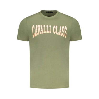 Cavalli Class Green Cotton Men T-Shirt