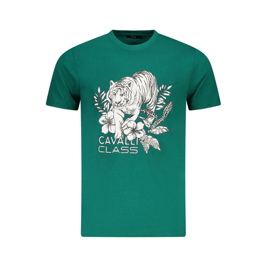 Cavalli Class Green Cotton Men T-Shirt CA-36667-M
