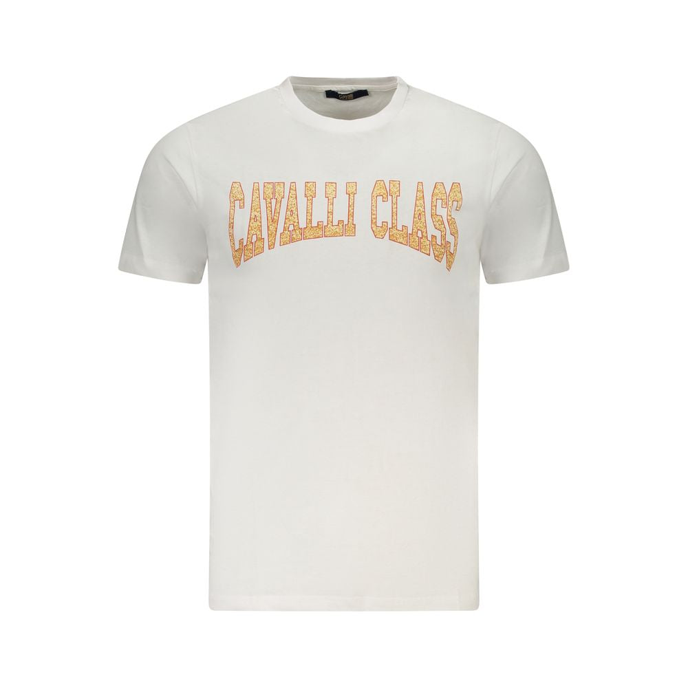 Cavalli Class White Cotton Men T-Shirt